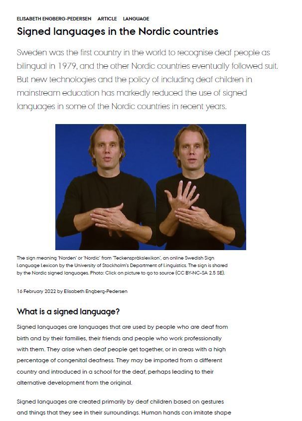Artikel om tegnsprog i de nordiske lande